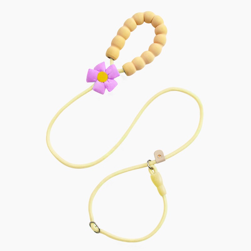 Flower Print Anti-Chew Nylon Dog Leash with Soft Handle