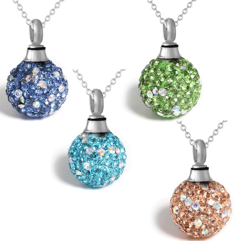 Diamond Ball Pet Ashes Storage Urn Necklace