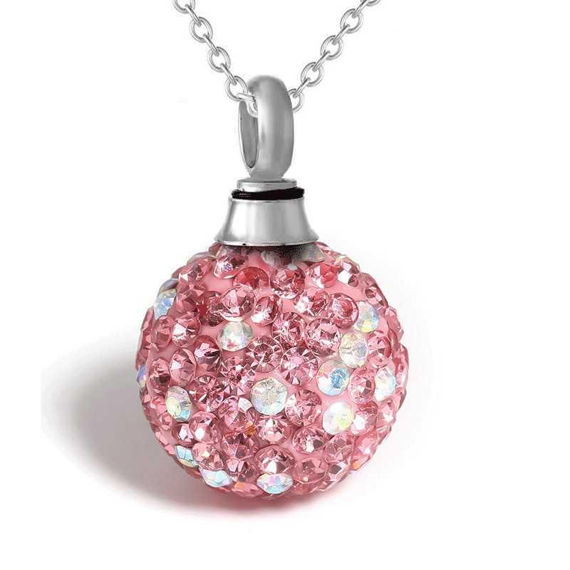 Diamond Ball Pet Ashes Storage Urn Necklace