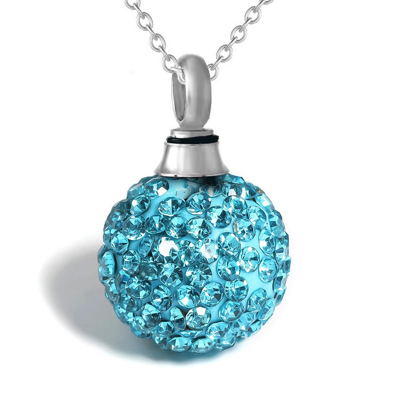 Diamond Ball Pet Ashes Storage Urn Necklace
