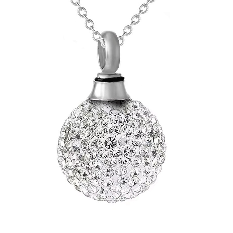 Diamond Ball Pet Ashes Storage Urn Necklace