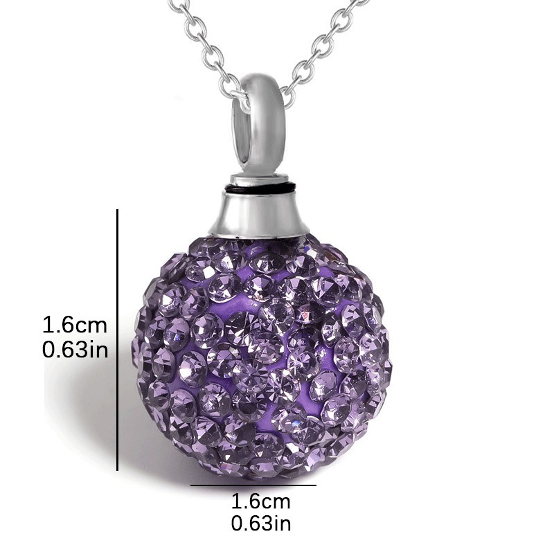Diamond Ball Pet Ashes Storage Urn Necklace