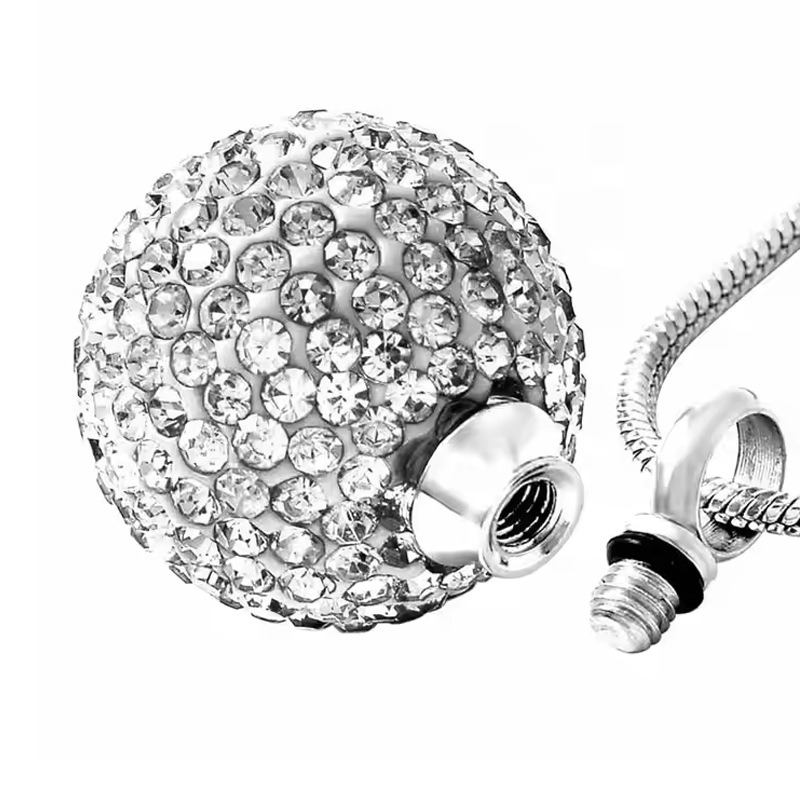 Diamond Ball Pet Ashes Storage Urn Necklace