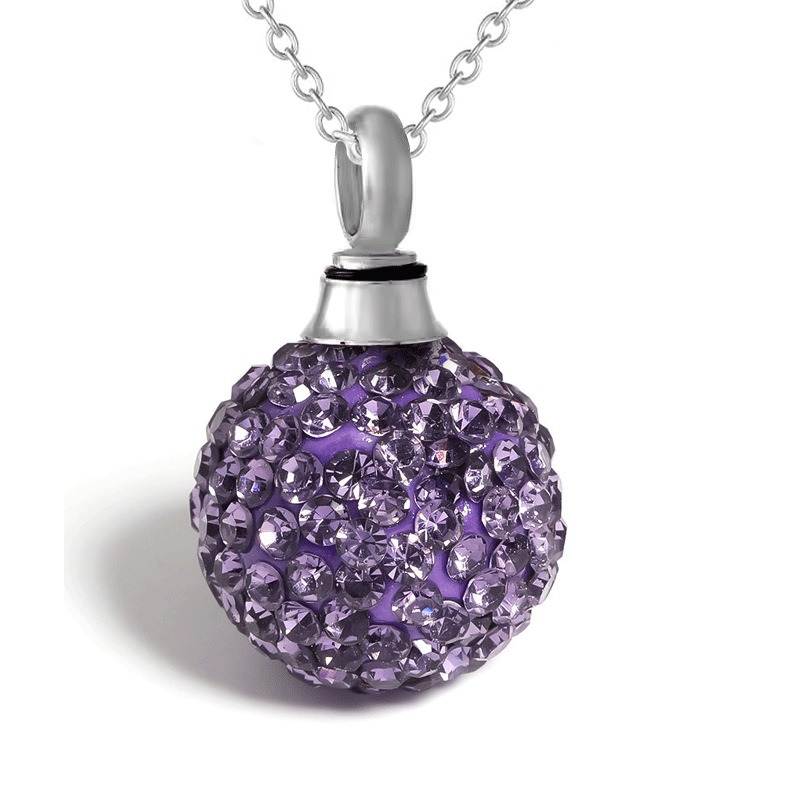 Diamond Ball Pet Ashes Storage Urn Necklace