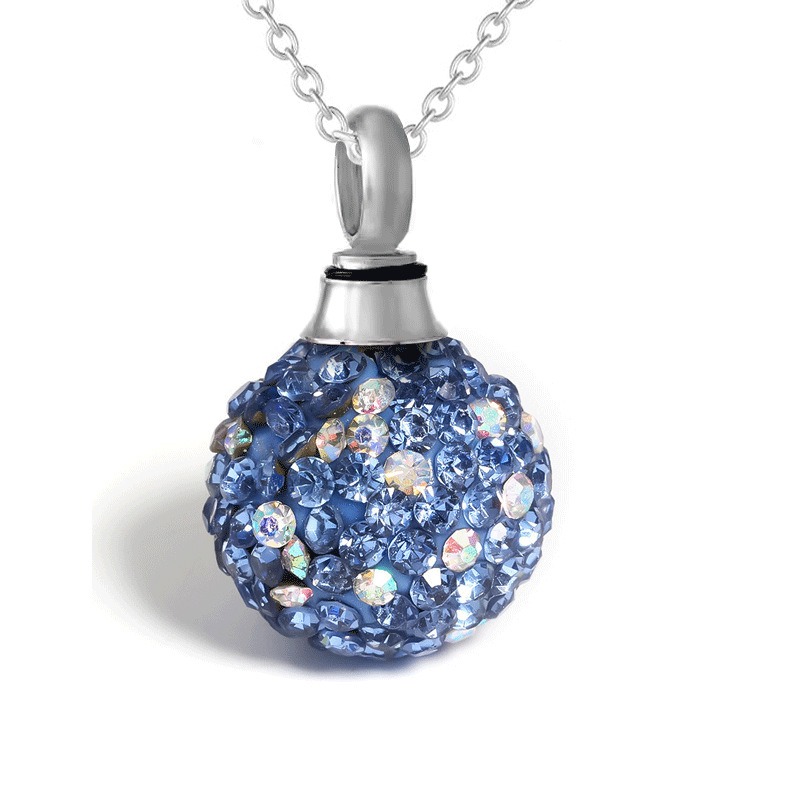 Diamond Ball Pet Ashes Storage Urn Necklace