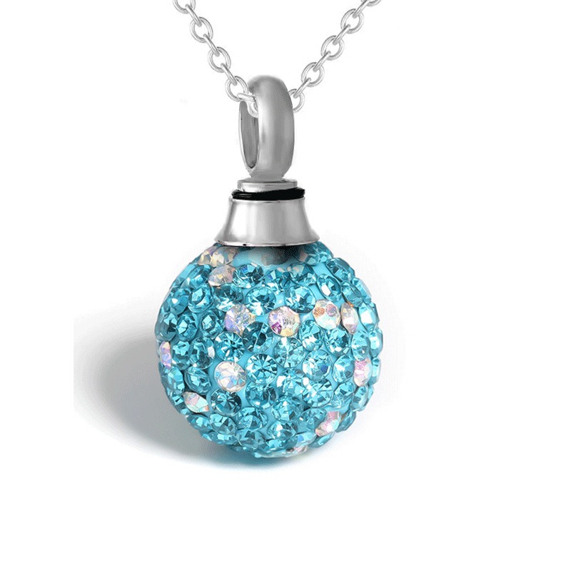 Diamond Ball Pet Ashes Storage Urn Necklace
