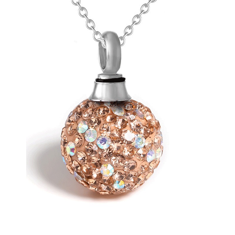 Diamond Ball Pet Ashes Storage Urn Necklace