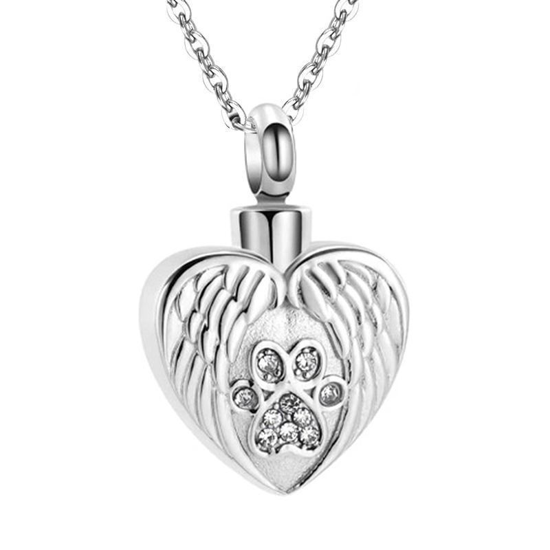 Angel Wings Pet Ashes Urn Necklace for Dogs