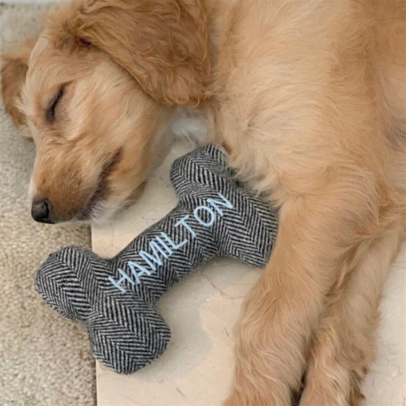 Striped Velvet Squeak Toy for Bite Training