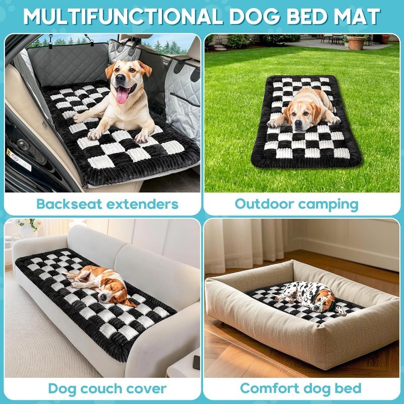 Extra Thick Grid Pattern Pet Sleeping Car Pad