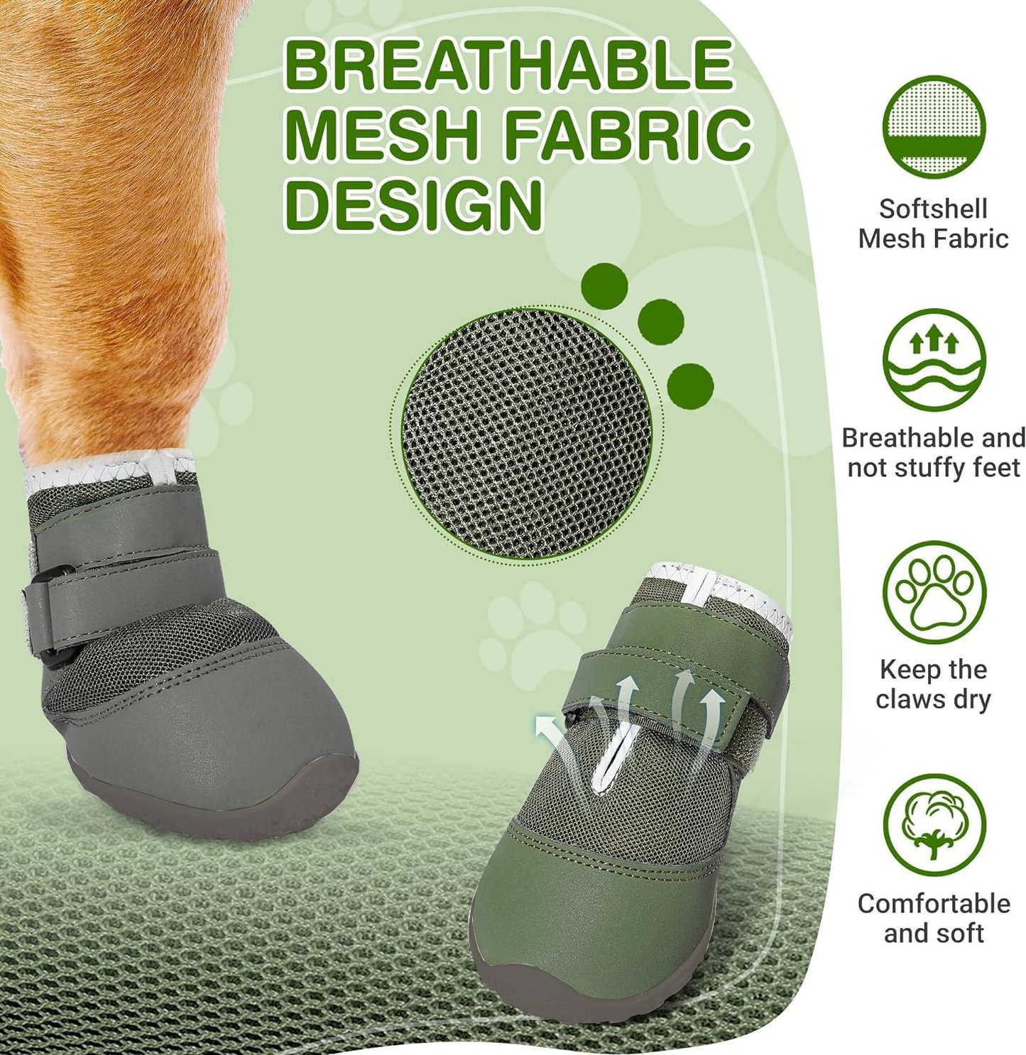 Hard-Soled Outdoor Dog Boots with Secure Fit