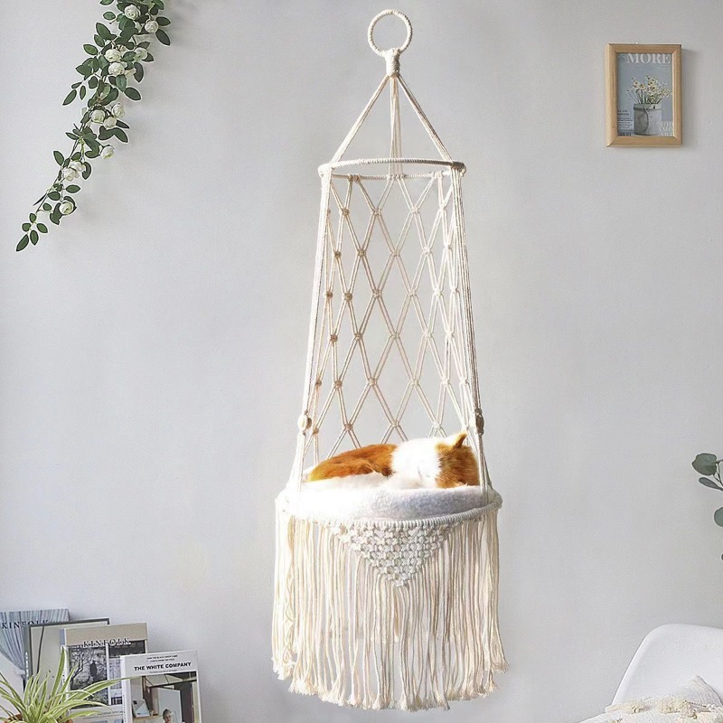 Hanging Cotton Rope Cat Hammock Basket