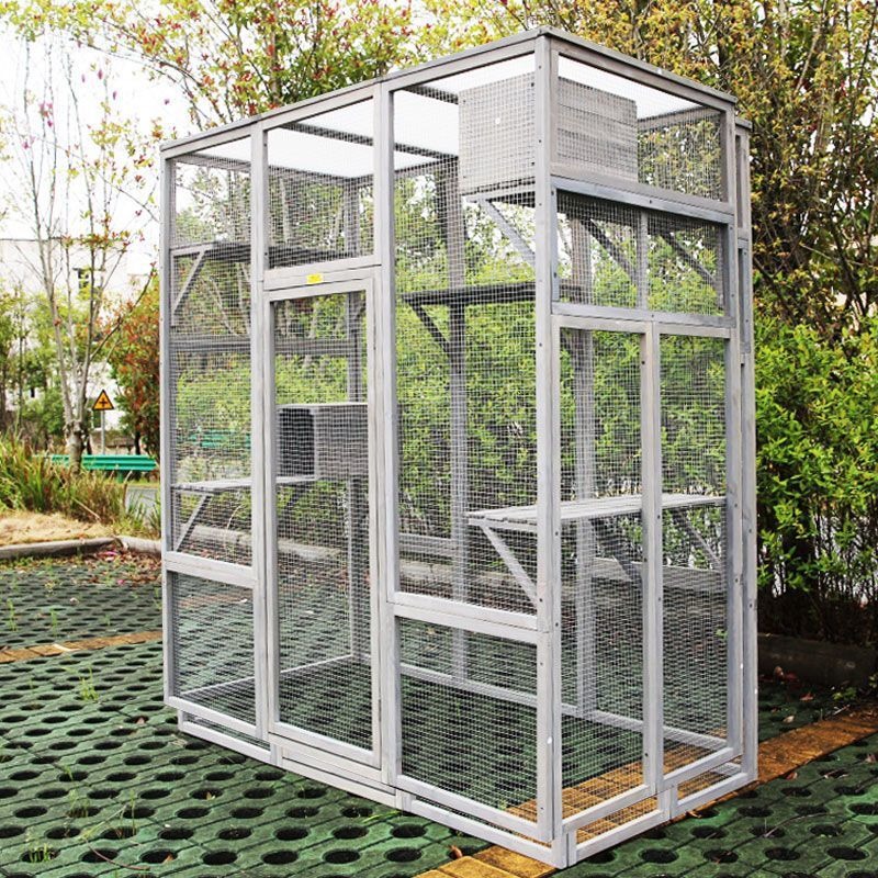 Large Wooden Cat Villa with Climbing Barbed Wire