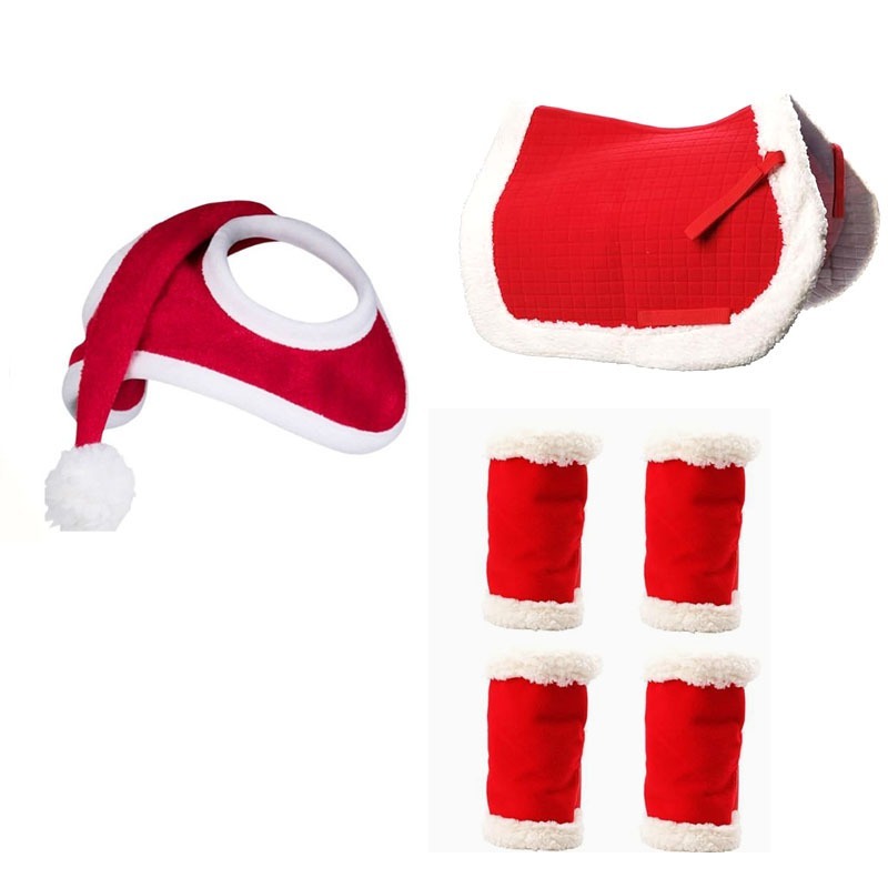 Velvet Christmas Costume Set for Pet Horses