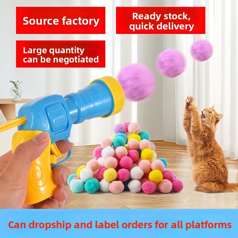 Cat Ball Launcher Toy with Soft Balls