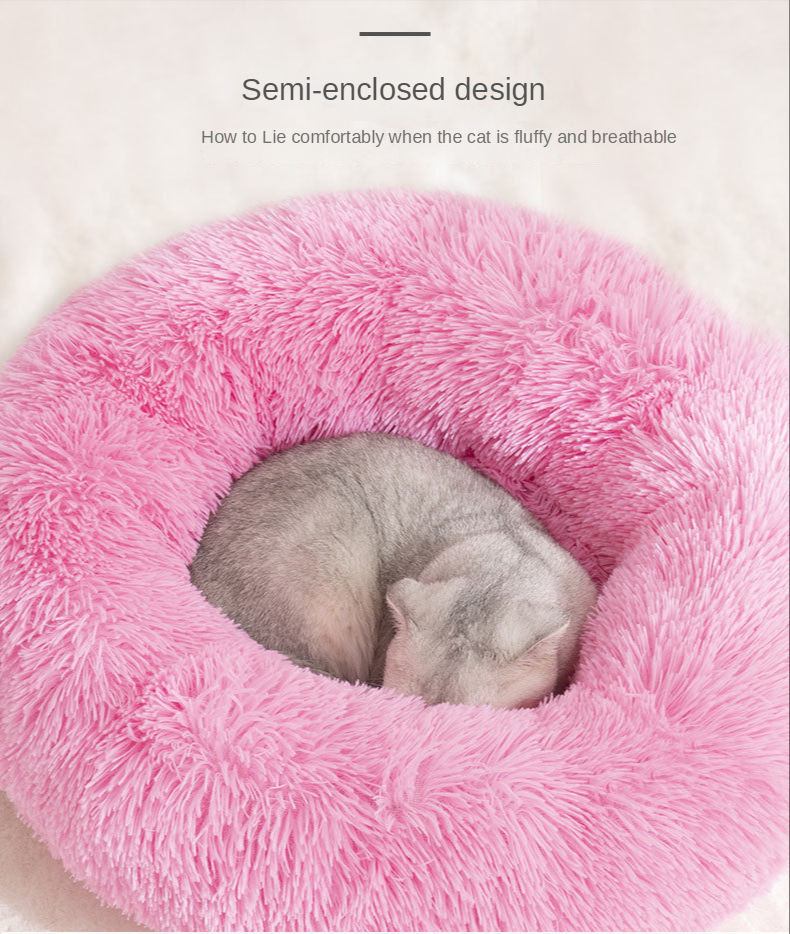 Plush Round Pet Bed for Cats and Small Dogs