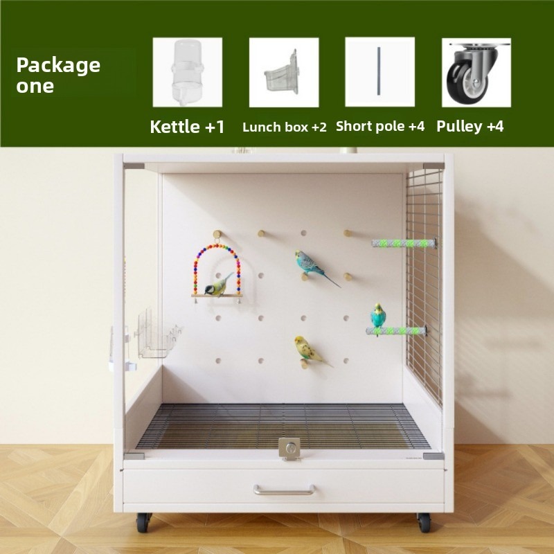 Luxury Solid Wood Parrot Villa with Glass Door