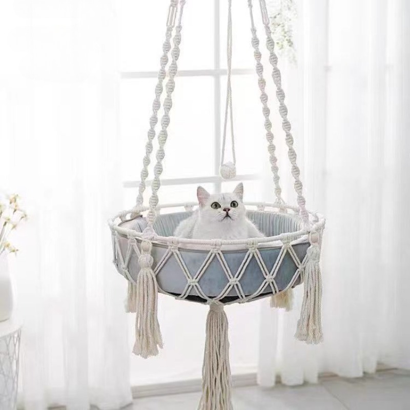 Hanging Cotton Rope Cat Hammock Basket