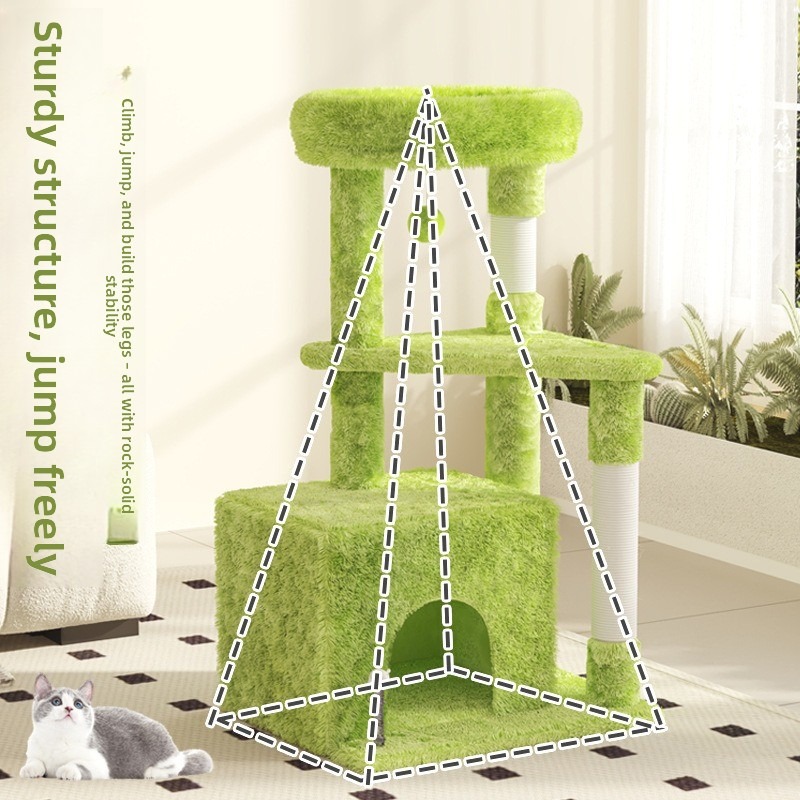 Fluffy Wooden Cat Villa with Sisal