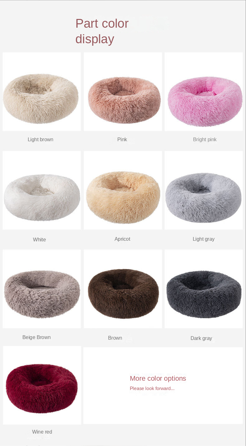 Plush Round Pet Bed for Cats and Small Dogs