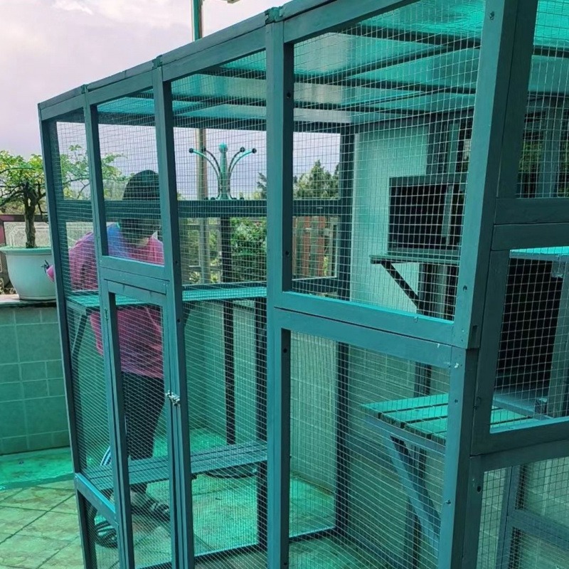 Large Wooden Cat Villa with Climbing Barbed Wire