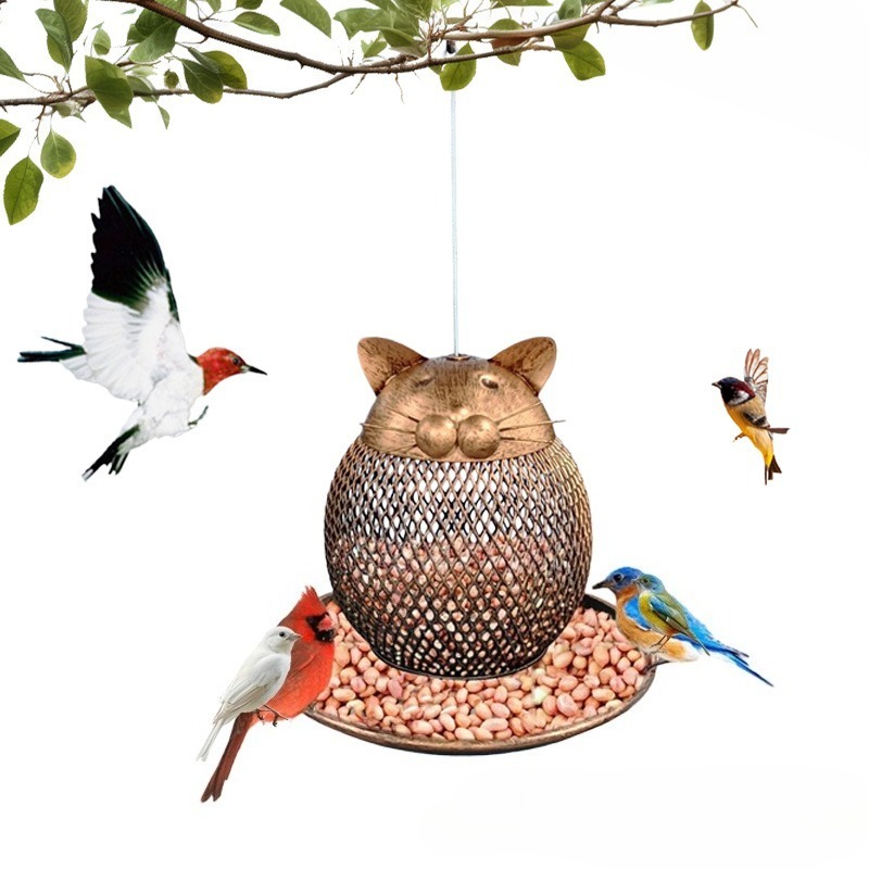 Retro Iron Hanging Bird Feeder for Outdoor