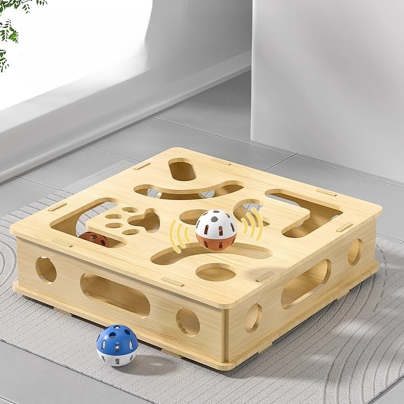 Wooden Cat Maze Puzzle Toy Box
