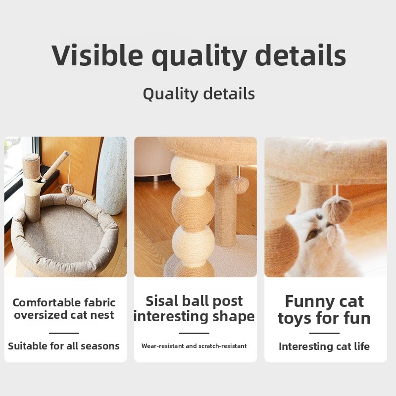 Plush Cat Tree with Hammock and Sisal Posts