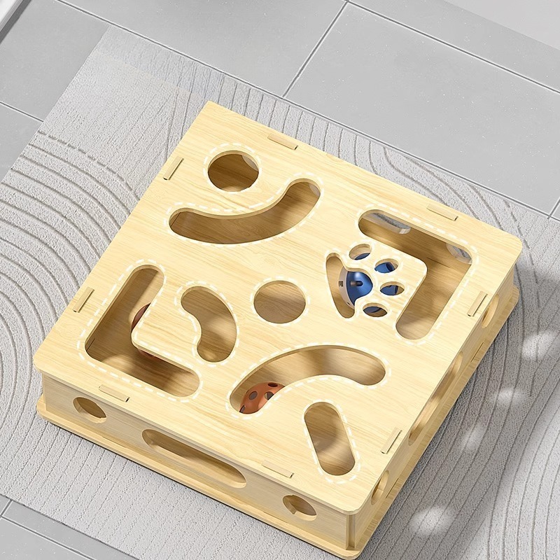 Wooden Cat Maze Puzzle Toy Box