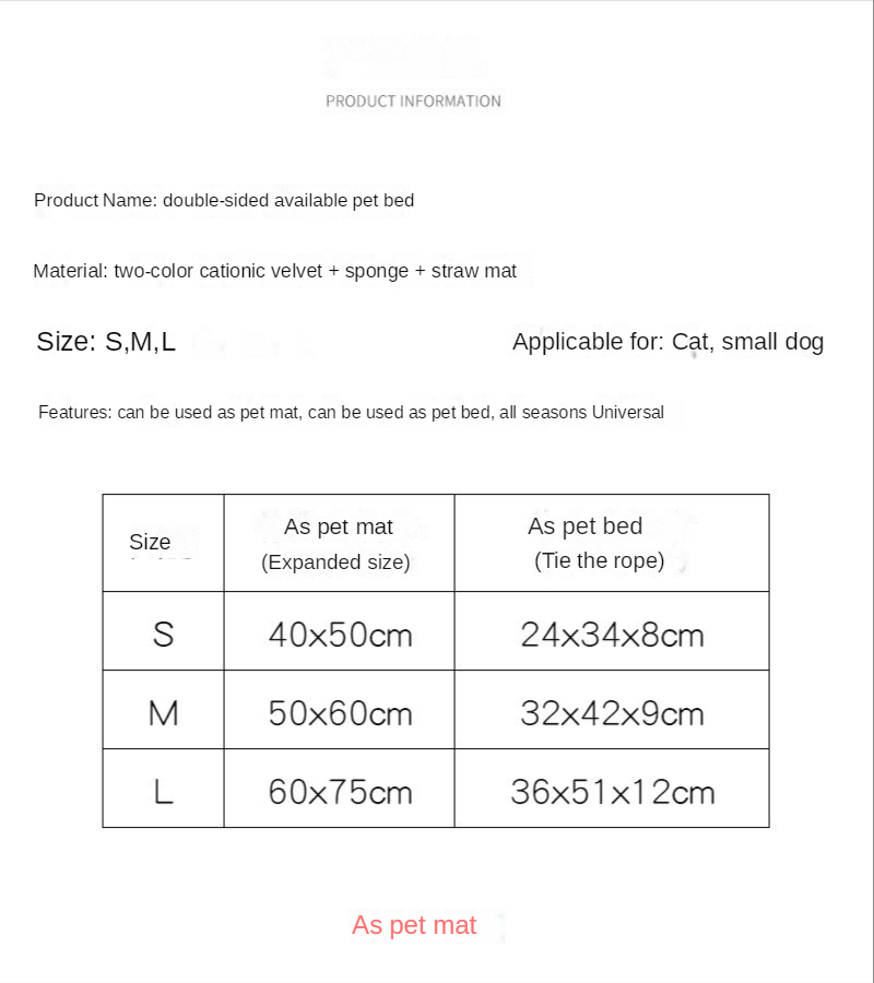 Reversible Double-Sided Orthopedic Pet Bed