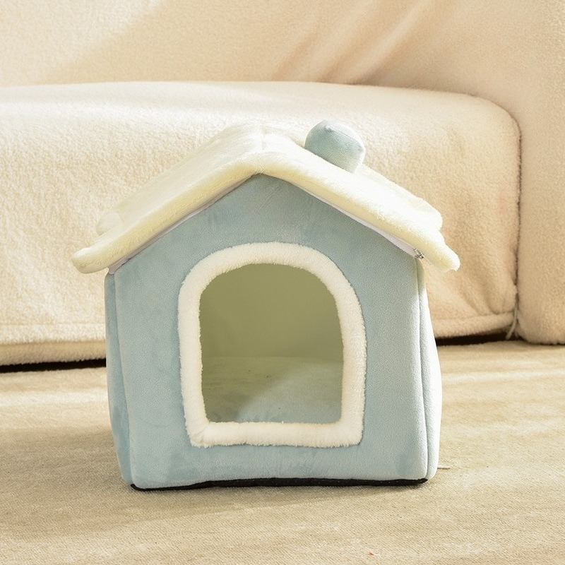 Star Pattern Plush Pet Bed Removable Cover