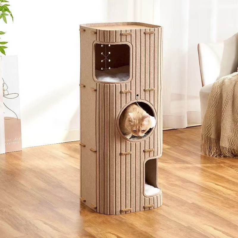 Modern Cat Tree Combo with Scratcher and Bed