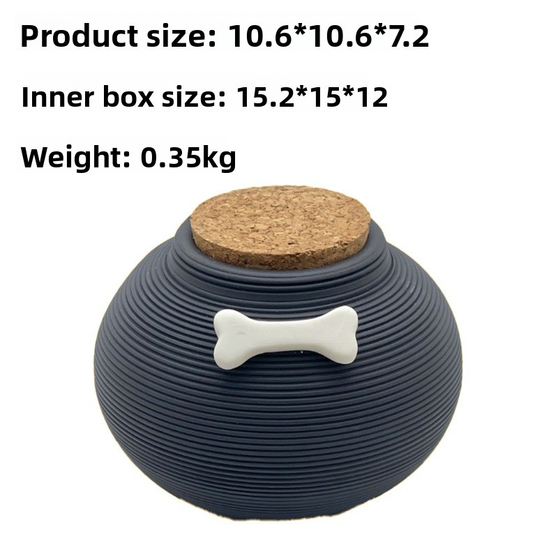 Ceramic Pet Memorial Urn with Bone-Shaped Metal Tag