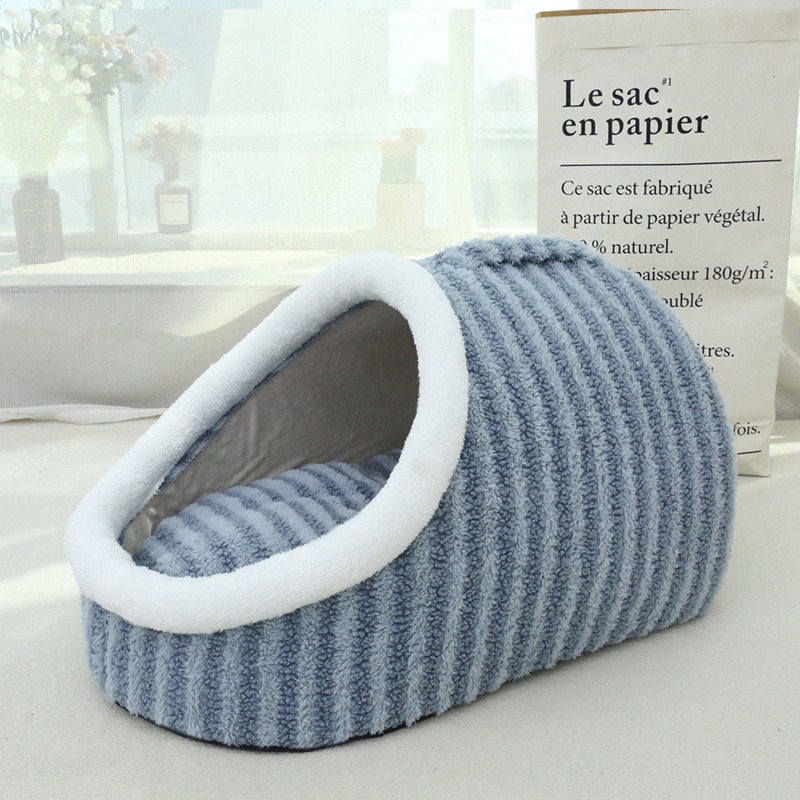 Macaroon Stripes Pet Bed Cave Warm Design