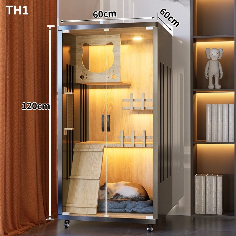 Luxury Wooden Cat Villa with Side Glass Panels