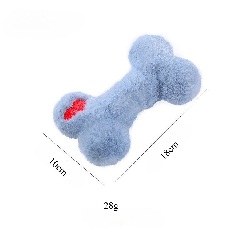 Squeaky Plush Bone Toy with Love Pattern