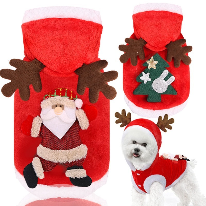 Christmas Flannel Hooded Coat for Pets