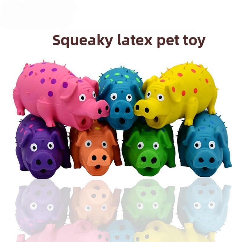 Squeaky Latex Pig Dog Toy for Self-Entertainment