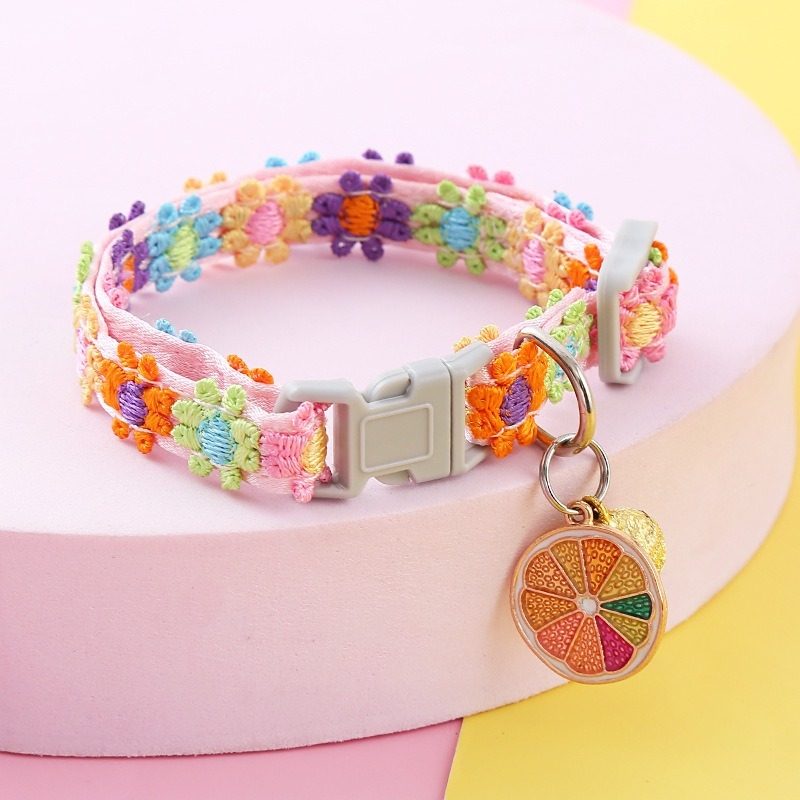 Pet Collar Linen Bell Flower Colorful