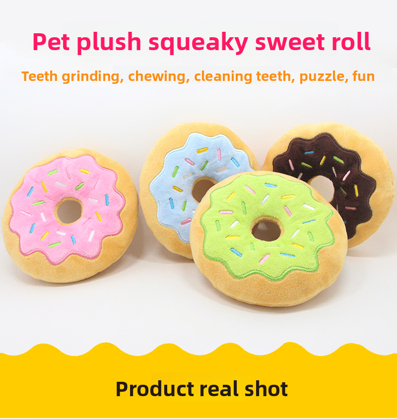 15cm Donut Christmas Plush Dog Toy with Sound
