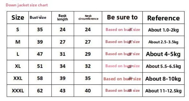 Letter Pattern Pet Down Jacket for Autumn Winter