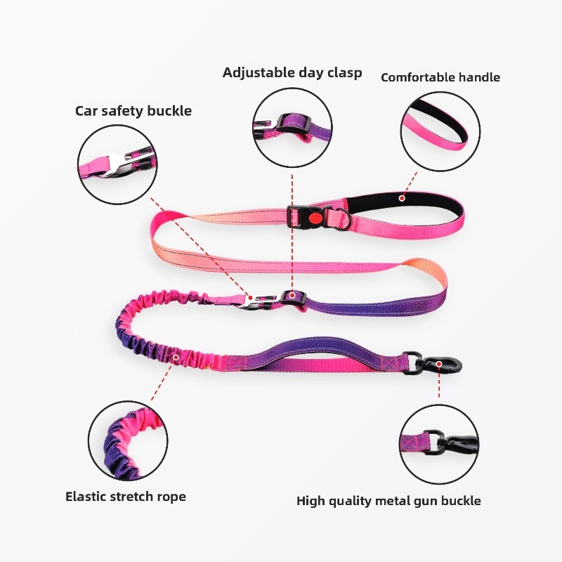Dog Leash Elastic Gradient Color Stretch Rope