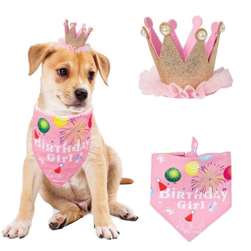 Pet Birthday Hat Adjustable Fur Ball