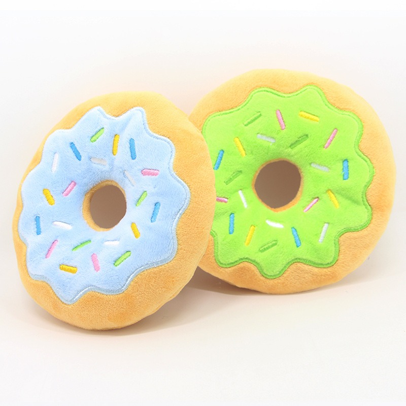 15cm Donut Christmas Plush Dog Toy with Sound