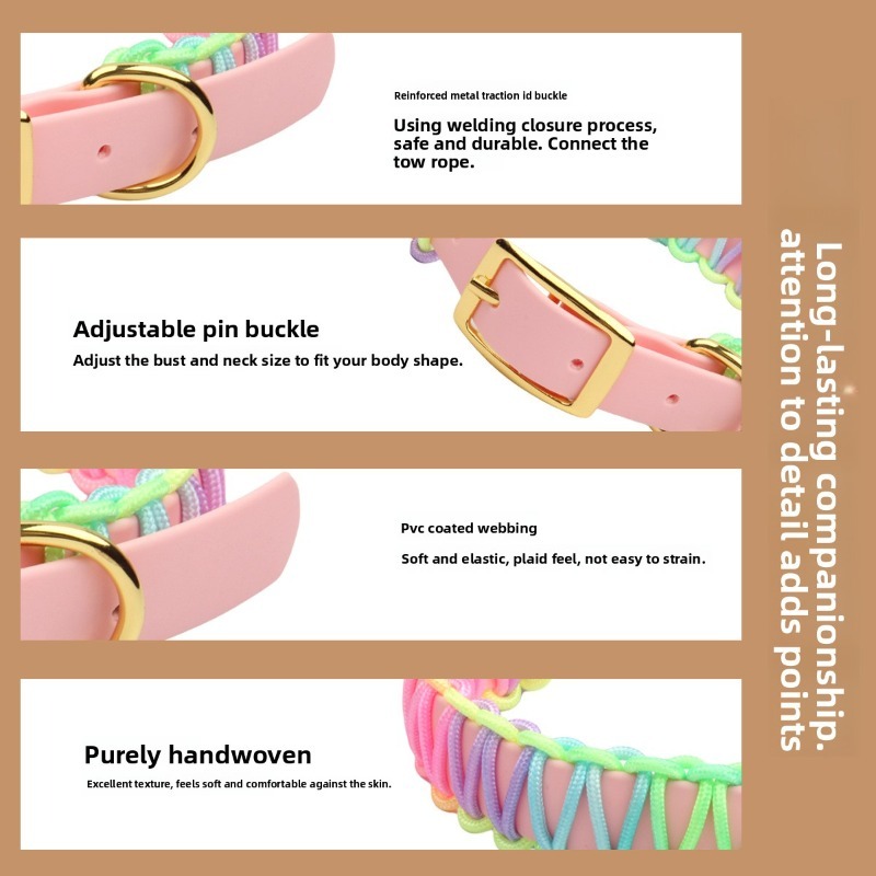 Pet Collar Leash Set PVC Rainbow Color