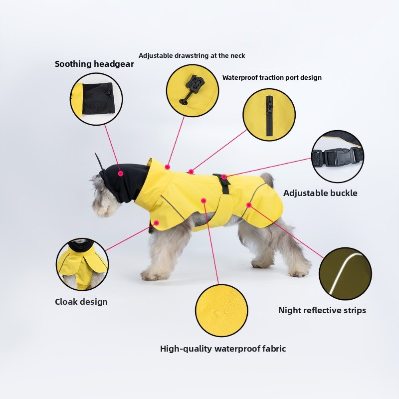 Waterproof Sport Dog Raincoat with Reflective Strip