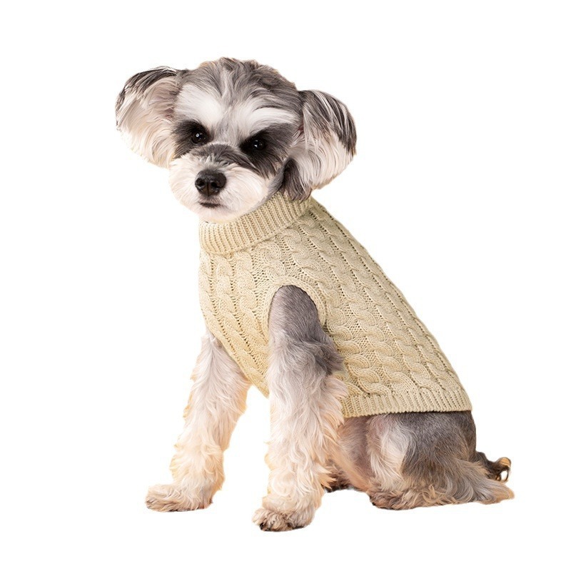 Solid Color Dog Warm Sweater for Autumn Winter