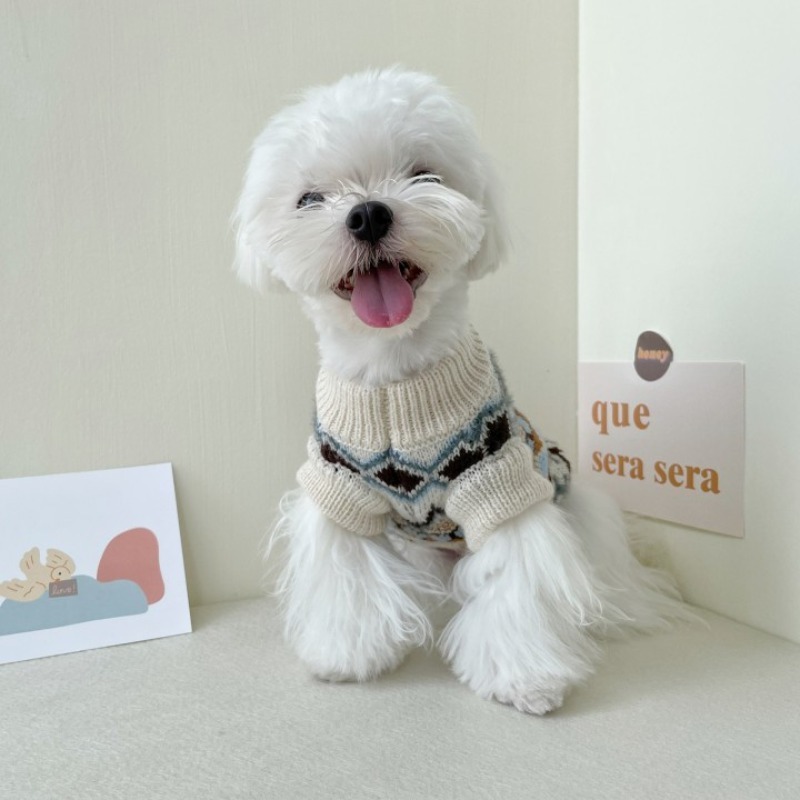 Cotton Two-Piece Dog Sweater with Bow Tie