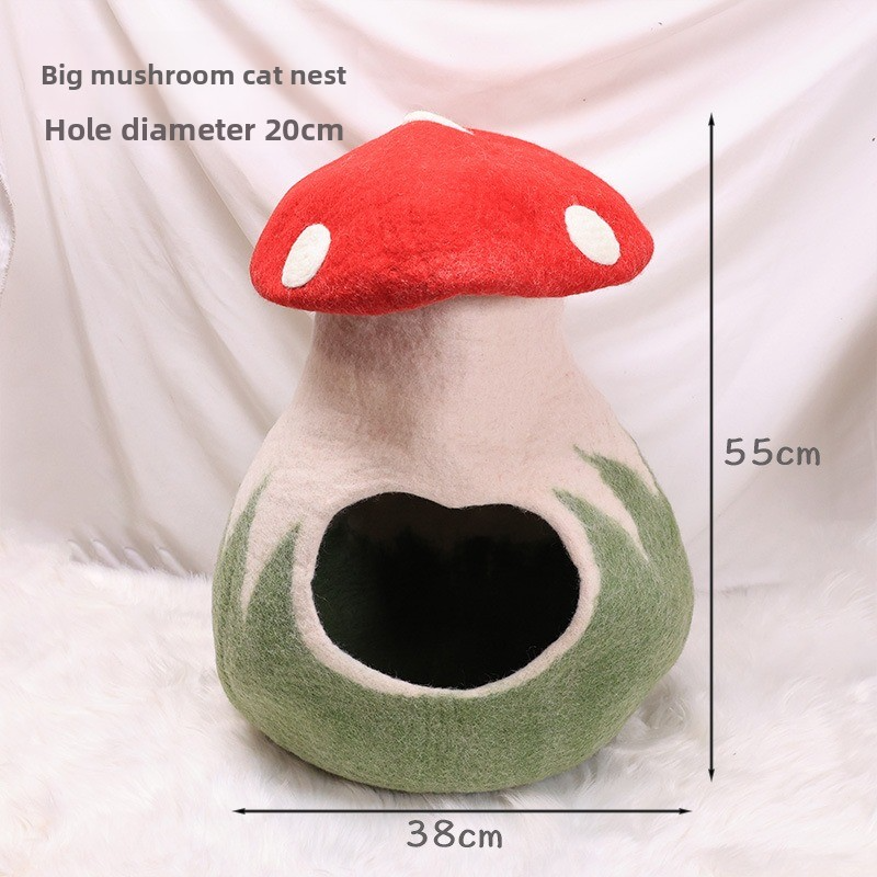 Eco-Friendly Wool Felt Cat House Round Warm Cave