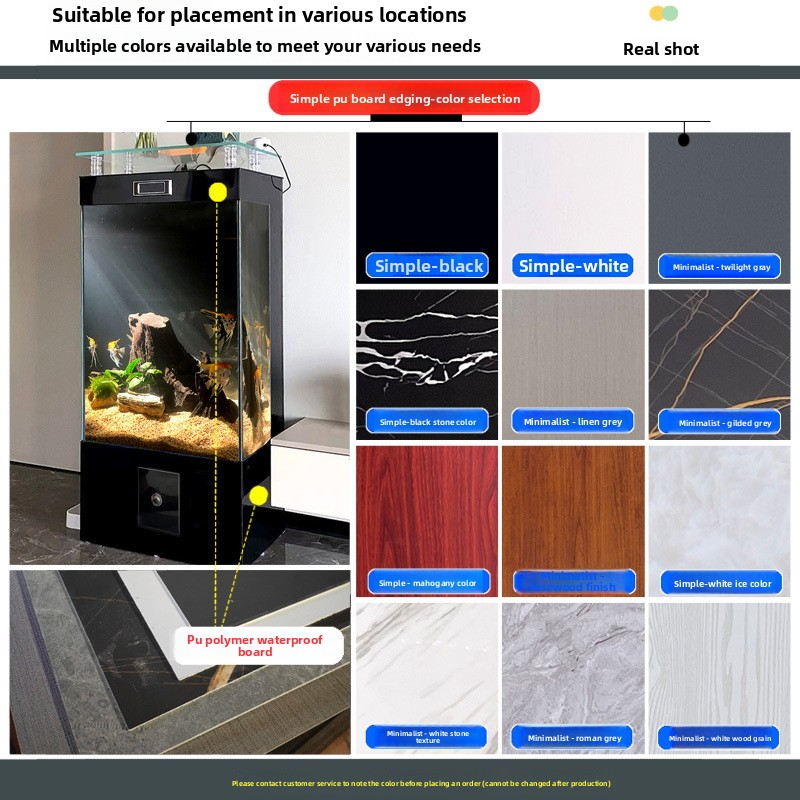 Modern Vertical Glass Aquarium with Display Screen